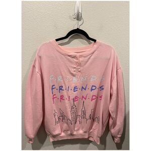 FRIENDS TV Show Girls Pink Buttons Front Sweatshirt